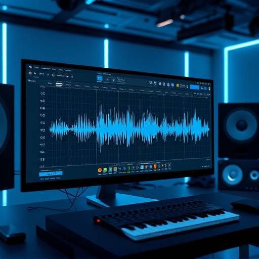 Software de design de som exibindo formas de onda